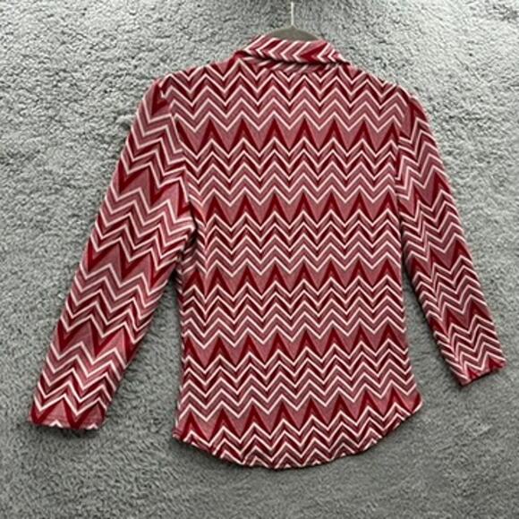 Newport Women's Red Chevron Pattern 3/4 Sleeves‎ Groovy Shirt Casual Weekend - Picture 6 of 7